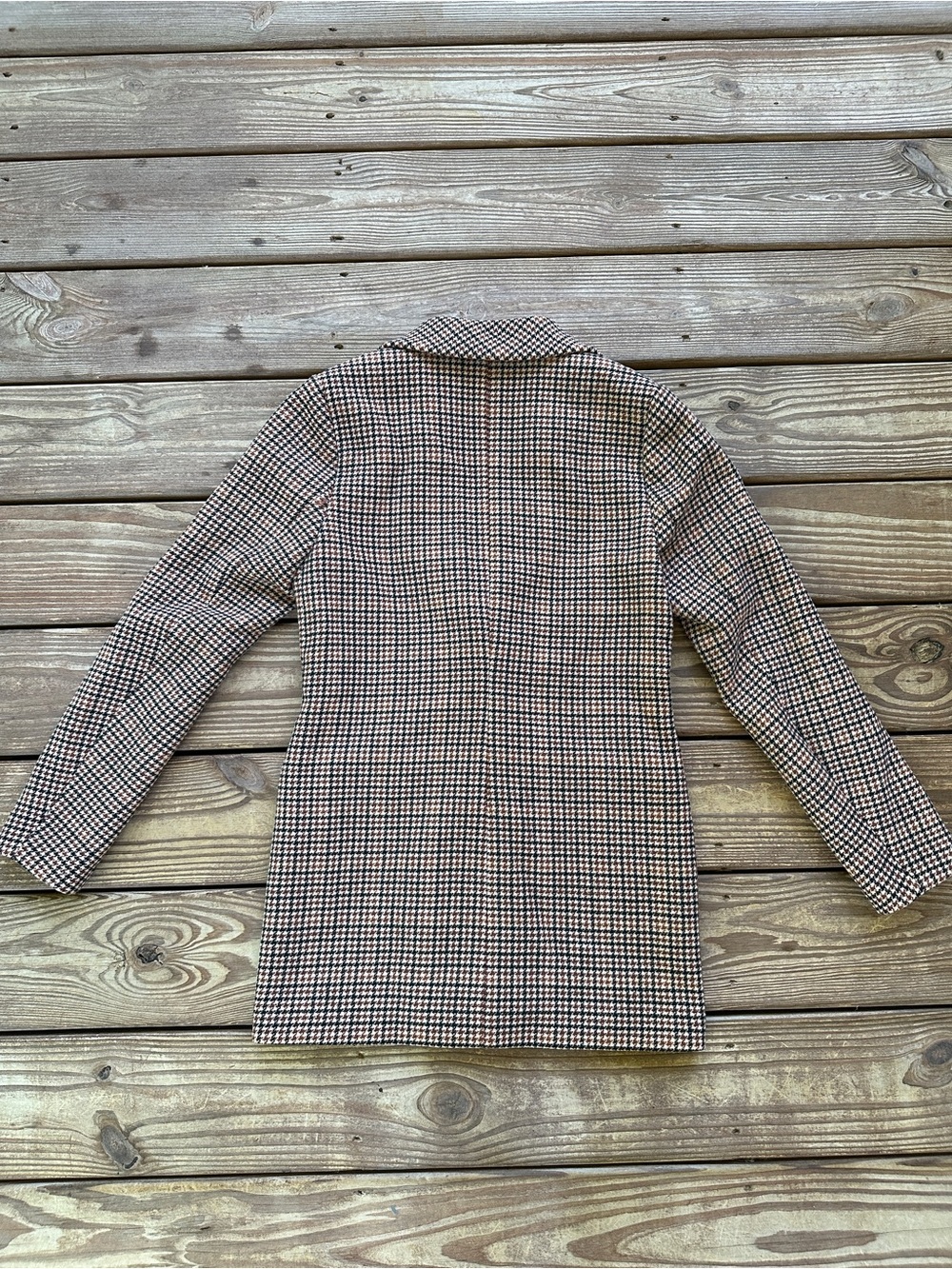 Abercrombie & Fitch Houndstooth Plaid Blazer Jacket Brown Black Women’s Small - Picture 9 of 9